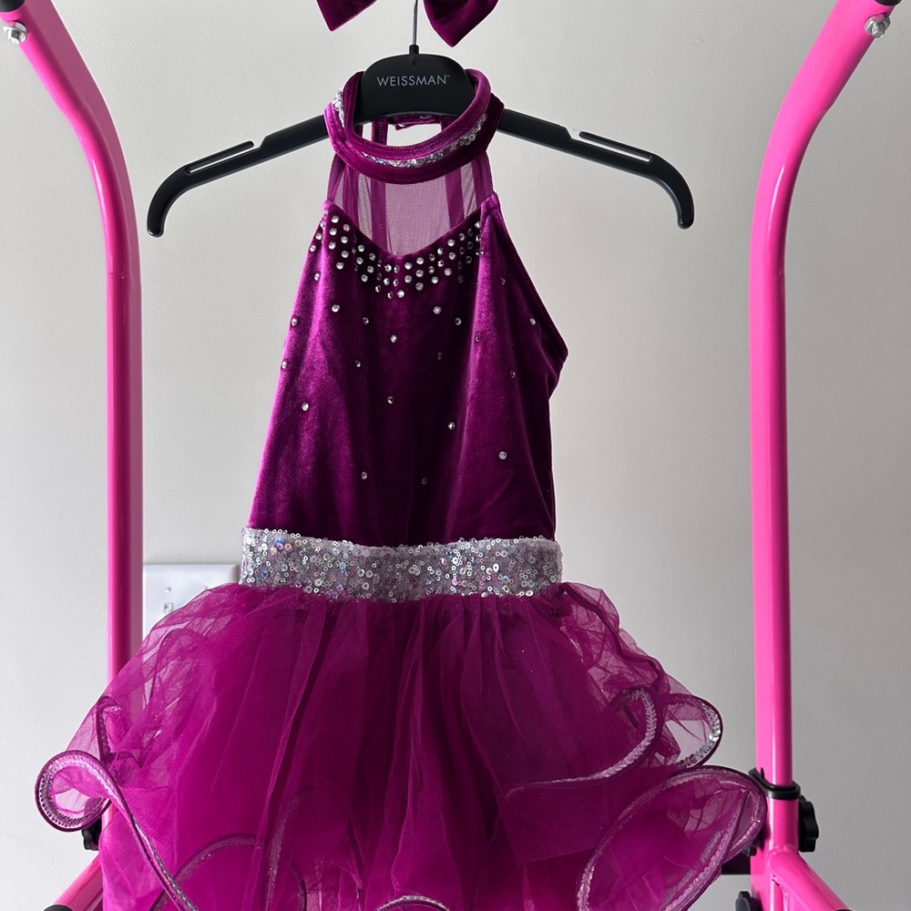 Weissman Fuchsia Dance Costume with Rhinestones